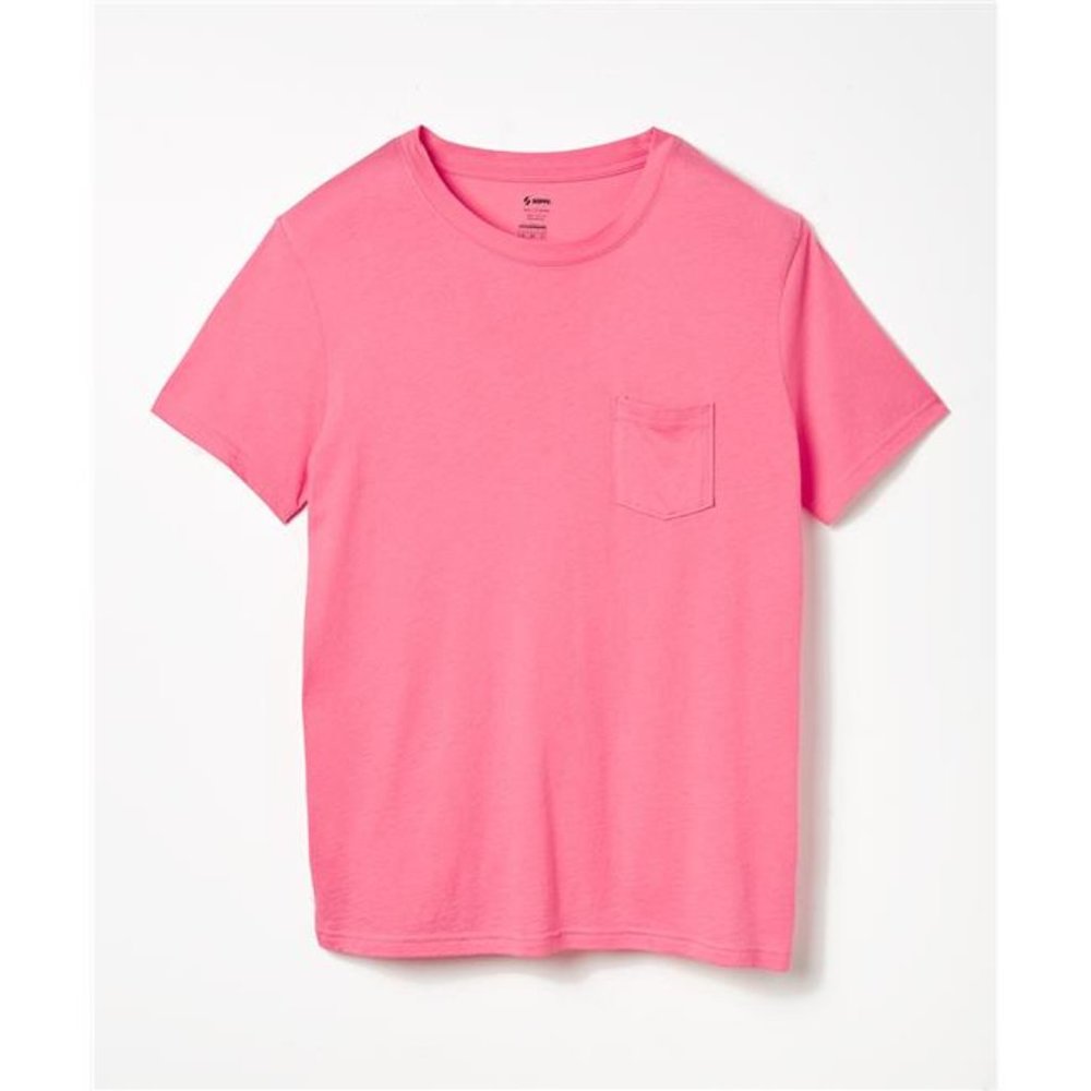 NWT Soffe Womens Boyfriend Pocket Tee Neon Pink Sport Activewear Size S $20 F208